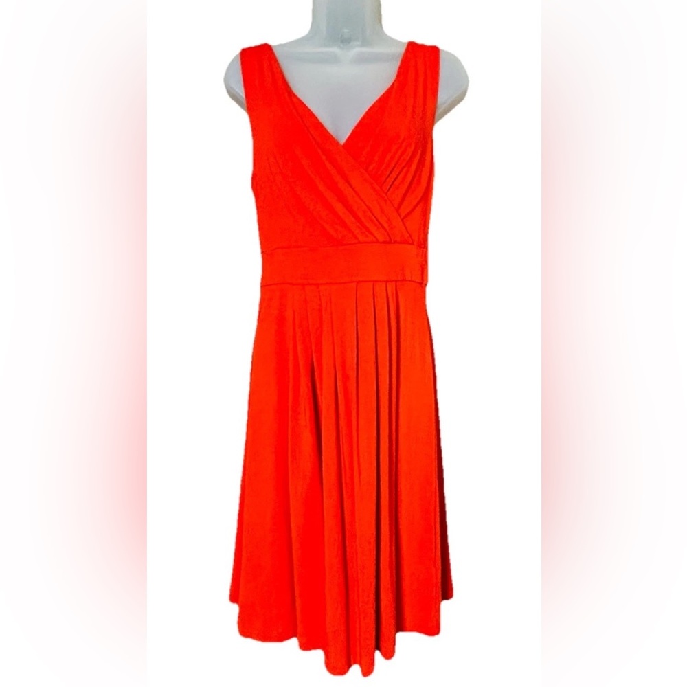 Lands’ End Faux Wrap Dress Womens Size Small 6-8 Orange Pima Cotton - Picture 11 of 11